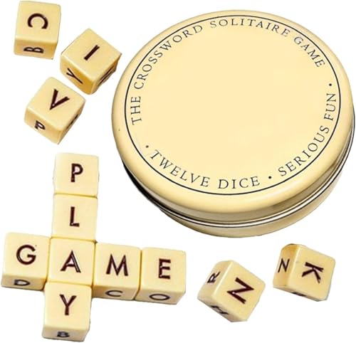 Crossword Solitaire Dice Game, Game Word Dice, Kreuzworträtselspiel mit 6-seitigen Würfeln, Reise-Scrabble-Spiel mit Etui, Zwölf Würfel-Buchstaben-Set für Campingspiele (A) von COLEESON