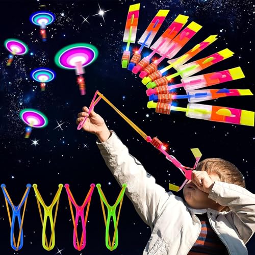 Helicopter Fly Toy, 20Pieces Light Helicopter Fly LED Catapult Heli Shooter, Light Slingshot LED Flyer for Children, Slingshot Toy, Party Accessories and Goodie Bag Stuffers for Children and Adults(A) von COLEESON