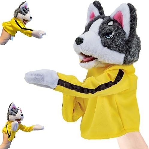 Kung Fu Husky Dog Toy, Lustiges Stuffed Handpuppen-Spielzeug mit Soundeffekten, Kung Fu Puppet Animal Toy, Fingerpuppen, Geschenke, Dog Spielzeug ab 3 4 5 6 von COLEESON