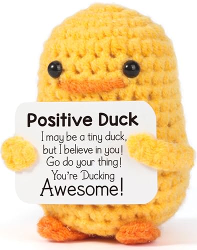 COLEESON Pocket Hug Positive Ente, Kreative Strickwolle Ente Puppe, Geschenk für Frauen, Glücksbringer Prüfung, Mutmacher Geschenk, Gute Besserung Geschenk, Kleines Geschenk für Freundin Freund von COLEESON