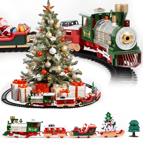 Weihnachtsbaum Zug Elektrisch, Christmas Tree Train Spielzeug, Automatischer Weihnachtsbaum Zug mit Licht und Ton Kinder, Zug für Weihnachtsbaum Geschenk für Kinder ab 6 7 8 10+Jahren von COLEESON