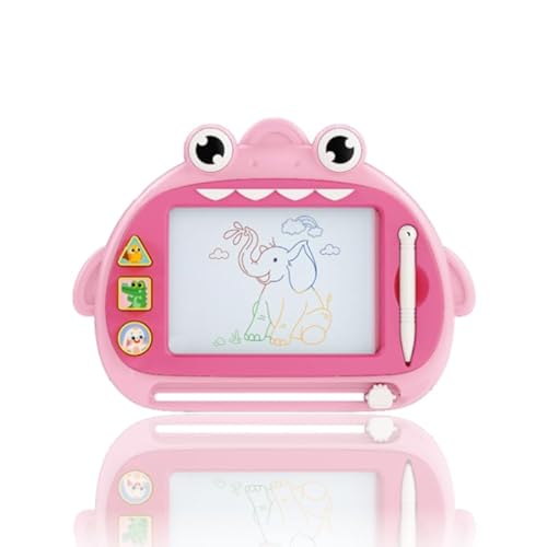 COLGE Zaubertafel Maltafel Magnettafel Zeichentafel Malbrett mit 3 Stempel für Kinder ab 2 3 4 5 Jahre Pädagogische Geschenk Kinderspielzeug Mädchen Jungen Reisegröße Hai-Design (Pink) von COLGE