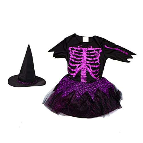 COLLBATH 1 Halloween-Charakterkostüm für Kinder Hexen-Cosplay-Kleid Halloween-Hexenkostüm Zaubererkostüm modisches Dekor Kleidung mit Hexendekor Polyester (Polyester) Violett von COLLBATH