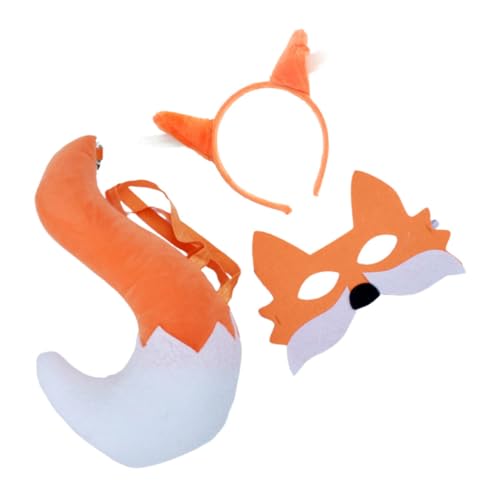 COLLBATH 1 Satz Fuchs-anziehset Pelzige Maske Fuchsohren Diy Katzenfuchsmaske Maske Und Fuchs-cosplay-kostüm Plüsch-tierhaarband Fell Diy Fuchsmaske Halloween Orange Perlenbaumwolle von COLLBATH