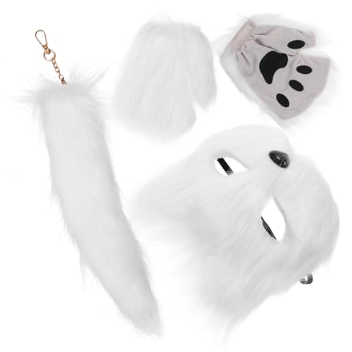 COLLBATH 1 Satz Fuchs-masken-set Fuchs Halbmaske Maskerade Fuchsmaske Pelziger Fuchsschwanz Gefälschte Fuchsschwänze Halloween-maske Pelziger Pelziges Kostüm Fursuit Weiß Stoff von COLLBATH