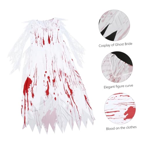 COLLBATH 1 Satz Geisterbraut Kostüm halloween costume halloween kleidung braut kleidung Zombie-Hochzeitskleid Geisterbraut-Kostüm Geisterblutige Brautkleidung Polyester (Polyester) rot von COLLBATH