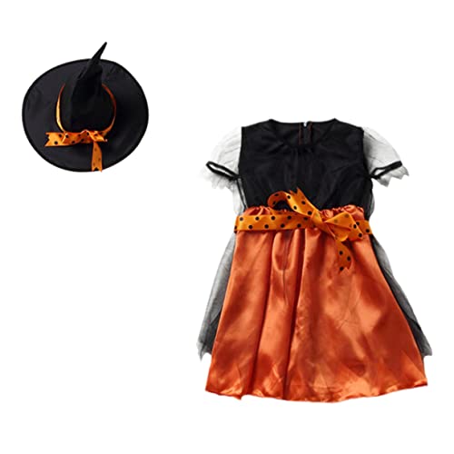 COLLBATH 1 Satz Halloween-Kleider Halloween-Kostüme für Mädchen Zaubererkostüm für Kinder halloween theme halloween kinder kleidung Neuheit Halloween-Hut Partyschmuck Stoff Orange von COLLBATH