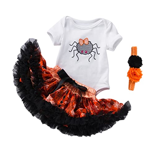 COLLBATH 1 Satz Halloween-Kleideranzug halloween party kopftücher kurzer rock -Kit Kleidung Cartoon- -Halloween-Kostüme Halloween-Babyspielanzug mit Tutu-Rock Baumwolle von COLLBATH