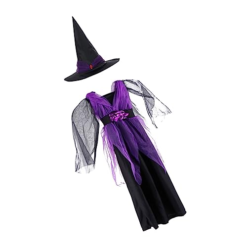 COLLBATH 1 Satz Hexenkostüm Halloween-Party-Anzieh-Outfit Cosplay-Anzug für Kinder halloween costume halloween kleidung Halloween-Kleid für Mädchen Hexenkleid für Mädchen Baumwolle Violett von COLLBATH