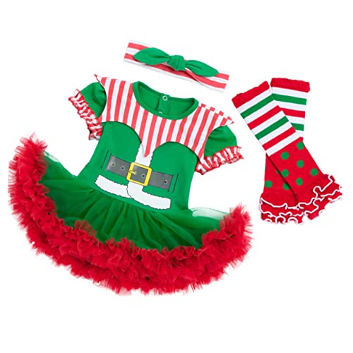 COLLBATH 1 Satz Kleid Neugeborenes Stirnband Kleinkind Stirnband Requisiten Für Die Babyfotografie Im Urlaub -elfen-outfit Weihnachts- -leggings -weihnachtsanzug Baumwolle Green von COLLBATH