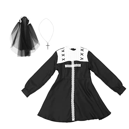 COLLBATH 1 Satz Kostüme Unserer Lieben Frau Kostüme Für Erwachsene Nonnenkleidung Braut-outfit Halloween-dekor Abschlussball Requisiten Hexenkostüm Halloweenkostüm Black Chemiefasermischung von COLLBATH