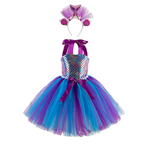 COLLBATH 1 Satz Mesh-Rock kinderkleider kinderkleidung Exquisite skirt tanzkleider costume cosplay Kleid und Haarreifen Mädchenkleid Geburtstagskleid Kinderkostüm Gittergewebe Violett von COLLBATH