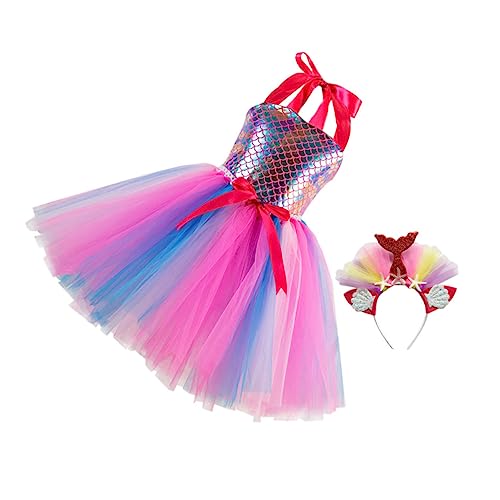 COLLBATH 1 Satz Mesh-rock Meerjungfrau Tutu Kleid Rock Kostüm Für Rollenspiele Paillettenkleid Für Mädchen Pailletten-mesh-kleid Ballkleider Für Mädchen Vestidos De Gala Rosa Stoff von COLLBATH