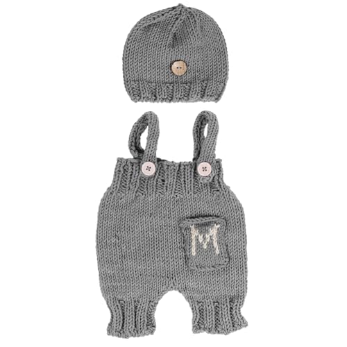 COLLBATH 1 Satz Neugeborene Hosenträger Weihnachten Fotografie Requisiten Häkelset Kostüm Für Neugeborene -kit Kleidung Für Babymädchen Neugeborenes Milch-baumwoll-material Grey von COLLBATH