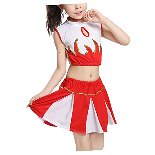 COLLBATH 1 Satz Performance-Kostüm Cheerleader-Kostüm Cheerleader-Halloween-Kostüm Mädchen-Outfits Cheerleader Uniform für Kinder kleidung Cheerleader-Uniform Tanzkostüm rot von COLLBATH