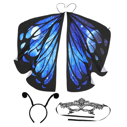 COLLBATH 1 Satz Schmetterlings-Schal-Cape Make-up-Umhang schicke Maskerade Maske schmetterlingsumhang Butterfly Costume Wiederverwendbare Maskenmaske Festival-Schmetterlingsmantel Polyester von COLLBATH