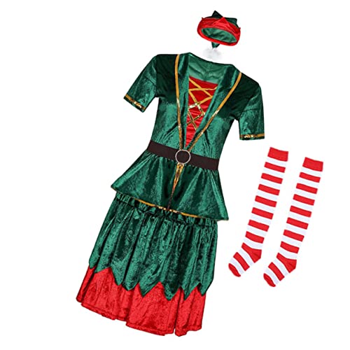 COLLBATH 1 Satz Weihnachtselfe Kostüm Elfen-cosplay-kostüm Mädchen-weihnachtsmann-outfit Weihnachtself Kostüm Elfenkostüm Für Erwachsene Weihnachtskniestrümpfe Elfen-partykostüm Polyester von COLLBATH