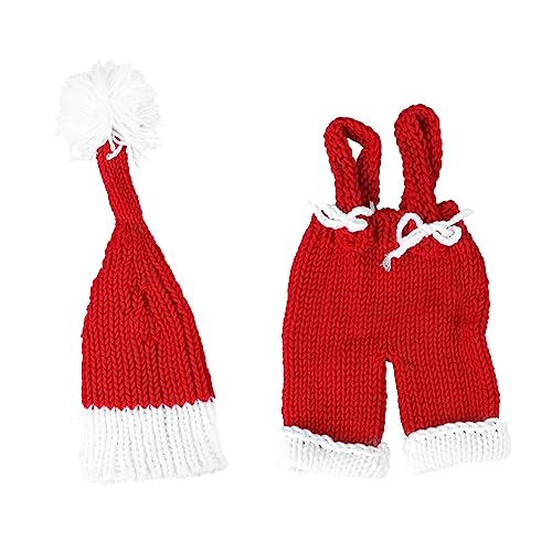 COLLBATH 1 Satz Weihnachtsoutfits für Babys weihnachtsanzug kinder jumpsuit kinder weihnachten neugeborene Babymütze für Kinder Kleidung Weihnachtskostüm für Babys Garn rot von COLLBATH