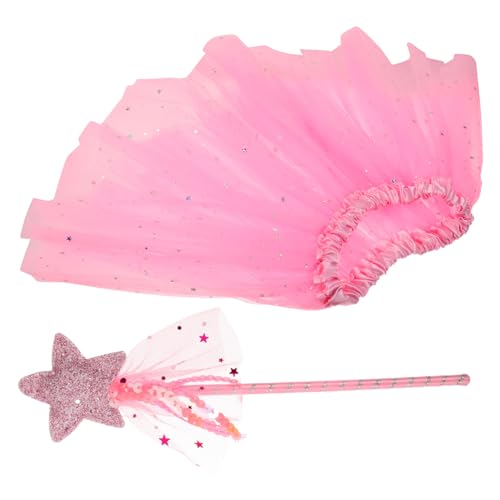 COLLBATH 1 Satz prinzessin anzug Feenkostüm für Mädchen Mädchenkostüm Feenprinzessin Tutu Kostüm Feenrock kinderkleider kinderkleidung Zauberstab für Mädchen kleinkind tutu Polyester Rosa von COLLBATH