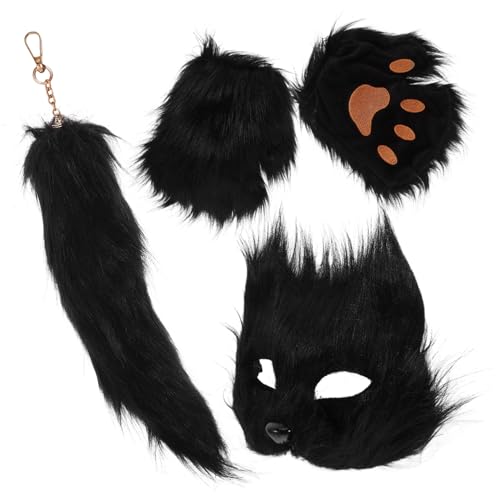 COLLBATH Stirnband mit künstlichen Wolfsohren Fuchsschwanzpfoten Handschuhe Set mit - und Fuchsschwanzclip für Halloween Cosplay Kostümparty von COLLBATH