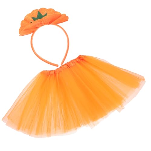 COLLBATH 1 Set Halloween Kürbis Set Stirnbänder Halloween Halloween Kostüme Halloween Tutu Dekoratives Kürbis Haarband Halloween Partyzubehör Tutu Rock Orangefarbener von COLLBATH