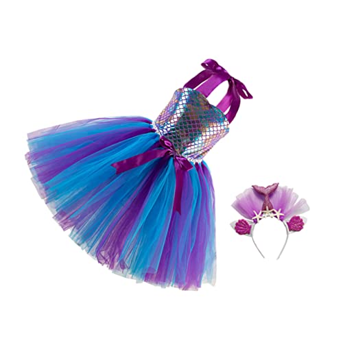 COLLBATH 1 Set Netzrock Dress Up Glitzer Paillettenkleid Meerjungfrau Cosplay Kleid De Gala Tutu Rock Kinder Paillettenkleid Mädchen Meerjungfrau Kostüm Kleid Mädchen Ballkleid Stoff von COLLBATH