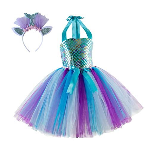 COLLBATH 1 Set Netzrock Teenager Mädchen Kleidung Mädchen Kleidung Kinder Outfits Glitzer Meerjungfrau Kleid Mädchenkleid Geburtstagsfeier Tutu Outfit Paillettenrock Mädchen von COLLBATH