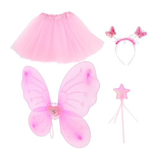 COLLBATH 1 Set Schmetterlingsflügel Vierteiliges Set Feenkostüm Mädchen Outfits Mädchen Feenflügel Kostüm Für Erwachsene Kinder Kinderkostüm Set Feen Kostüm Outfit Tüll Tutu von COLLBATH