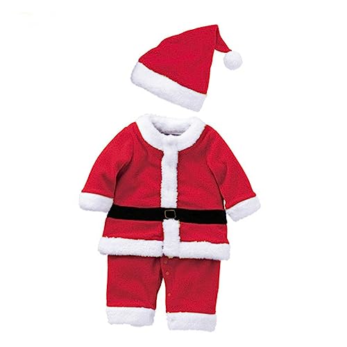 COLLBATH 1 Set Weihnachtsmann Kostü Für Jungen 2 Teiliges Outfit Mit ütze Und Kleidung Ideal Für Weihnachtsfeiern Cosplay Und Festliche Anlässe Größe 80 Für Körpergröße von COLLBATH