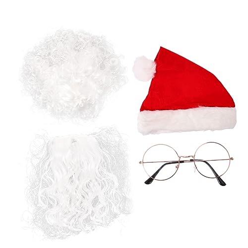 COLLBATH 1 Weihnachtsmann Zubehör Weihnachtsmann Bart Perücke Weihnachtsmann Schnurrbärte Künstlicher Weihnachtsbart Weihnachtsmann Cosplay Kostüme Weihnachtsmann Bart Brille von COLLBATH