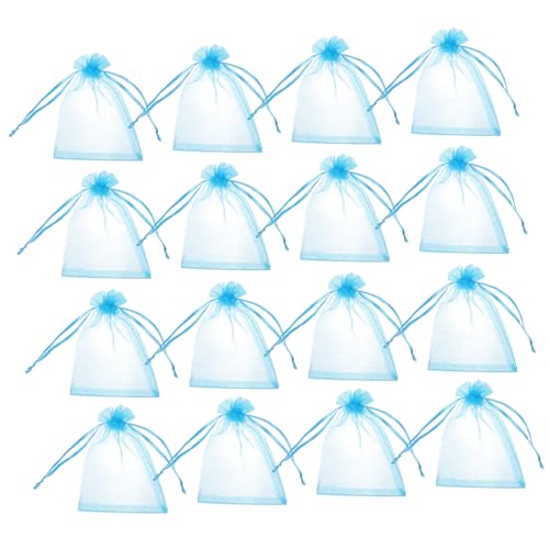 COLLBATH 100st Geschenktüte Zur Taufe Füllstoffe Tasche Gefüllt Ring Tabletts Sackleinen Hochzeit Schleife Bausatz Goodie-bags Mit Kordelzug Mini-geschenktüten Organza Blue von COLLBATH