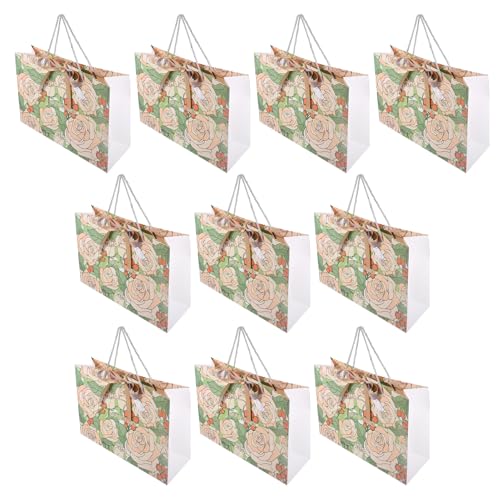 COLLBATH 10St Rosen-Geschenktüte Tüten mit Seidenpapier schlichte Tragetaschen große Taschen Papiertüten Beutel einkaufstüten geburtstagsgeschenke geburtstagstorte tasche Süßigkeitentasche von COLLBATH