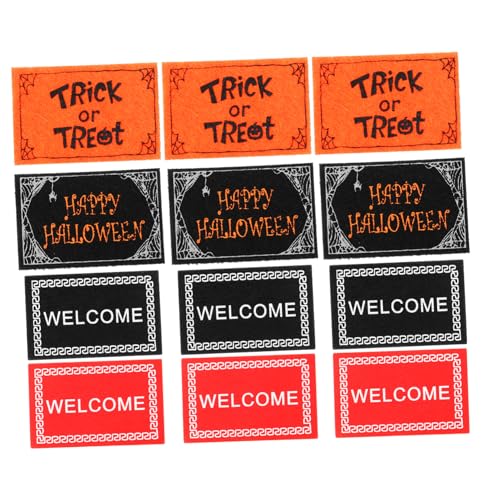 COLLBATH 12 Stück Halloween Deko Bodenmatte Miniatur Puppenhaus Teppiche Halloween Mini Teppich Halloween Willkommensschild Spuk Puppenhaus Zubehör Miniatur Bodenmatte Kleiner von COLLBATH