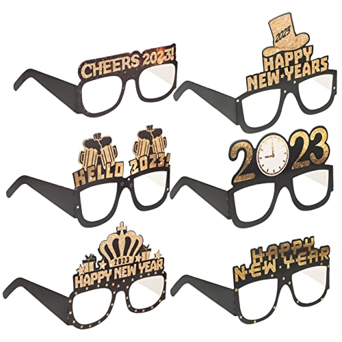 COLLBATH 18 Stk Silvester-party-dekoration 2023 Glitzerbrille Neujahr Dekorativ Frohes Neues Jahr Hüte Brille Für Das Neue Jahr Cosplay-brille Lustige Brille Leistungsrequisiten Papier von COLLBATH