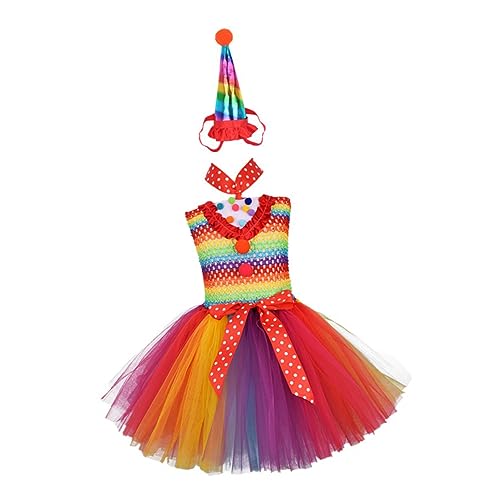 COLLBATH 1Pc Regenbogenkleid Anzug Regenbogen Clown Kleid Regenbogen Kostüm Tutu Rock Tutu Kleid Kleid Cosplay Kleid Party Rock Performance Kleid Cosplay Rock Regenbogen Rock von COLLBATH