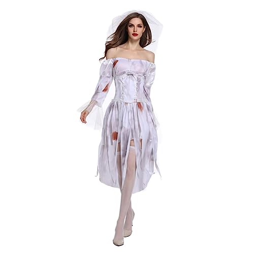 COLLBATH 1Stk Geisterbraut Kostüm Halloweenkostüm Geisterblutige Brautkleidung Halloween-Brautkostüm halloween costume halloween kleidung Kostüm für Rollenspiele Halloween-Kostüm Baumwolle von COLLBATH