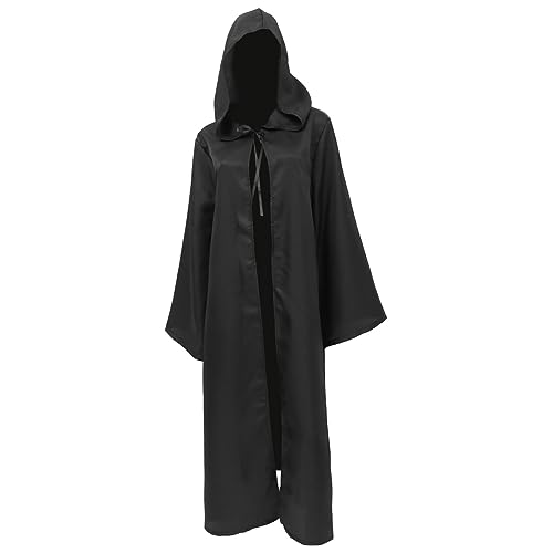 COLLBATH 1Stk Halloween-Umhang Zauberer-Tunika mit Kapuze bequemer Kapuzenumhang Satin-Umhang Halloween umhang Halloween Costume Kapuzenmantel Erwachsener Umhang Polyester (Polyester) Black von COLLBATH