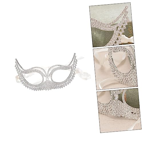 COLLBATH 1stk Maskerade Maske Vintage-maske Neuartige Gesichtsabdeckung Halloween Kreativ Kostüm Gesichtsmaske Kreative Maske Halloween-party Goldene Maskerade Weiß Strasssteine von COLLBATH