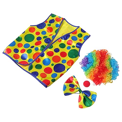 COLLBATH 2 Sätze Clown-anzug Maske Clownkostüm Für Kinder Erwachsenes Babykostüm Clown Perücke Verkleiden Clown-outfit Clown-clown-zubehör Zirkus-clown-kostüm Babyanzüge Colorful Netz Garn von COLLBATH