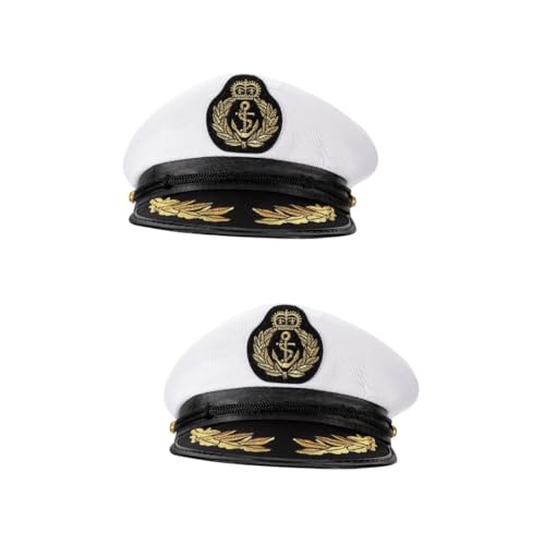 COLLBATH 2 Stk Marine Kostümmütze Kappen Matrosenhut verstellbare Schiffs-Matrosenkappe Matrosenkostüm Kapitänsmütze Hüte matrosenmützen white cap Marinehut allgemeiner Hut Admiral Hut Weiß von COLLBATH