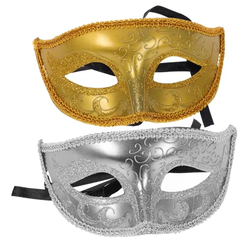 COLLBATH Maskenballmaske für Damen und Herren 2 Stück Halbmaske aus Kunststoff für Halloween-Partys kreatives Design leicht und bequem für Auftritte von COLLBATH