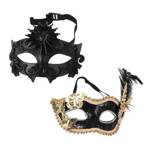 COLLBATH 2 Teiliges Kostüm Augenmaskenset Mit Schmetterling Aus Metall Und Pailletten Im Vintage Stil Antike Masken Abend Und Abschlussballmasken Für Karneval Maskenbälle Und Partys von COLLBATH