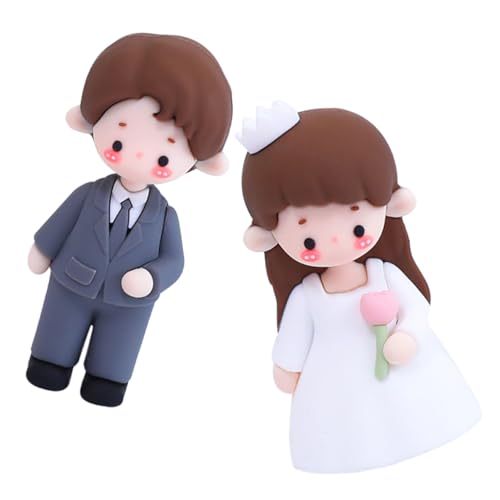 COLLBATH 2St Hochzeitstorte-Puppe brautpaar figuren Herr Frau Kuchendekor Cupcake-Topper Braut Bräutigam Statue Feengarten-Ornament Hochzeitstortenfiguren Miniatur-Paar-Figur weiches Gummi von COLLBATH