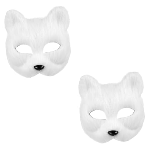 COLLBATH 2st Fuchs Maske Nase Gruseliges Halloween Strass-maskerade Fell Tierreitmaske Fuchsmaske Waschbärenmaske Für Erwachsene Männer Maskerade Maske Spitze Maskerade Kostüme Flanell Weiß von COLLBATH