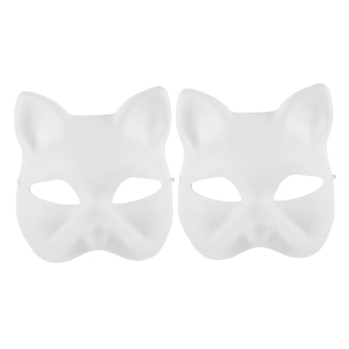 COLLBATH 2st Handgezeichnete Leere Maske Halloween-maske Leere Katzenmasken Cosplay-maske Kinder Maskerade Maske Mädchen Diy Katzen-gesichtsmaske Masken-cosplay Tiermasken Weiß Zellstoff von COLLBATH