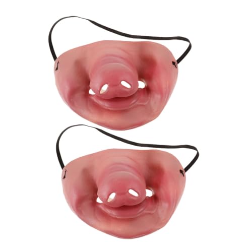 COLLBATH 2st Lustige Maske Gefälschte Schweinemasken Lustige Halbgesichtsmasken Gruselige Schweinemasken Horrormasken Lustige Halloween-masken Tiermasken Mit Halbem Gesicht Rosa Emulsion von COLLBATH