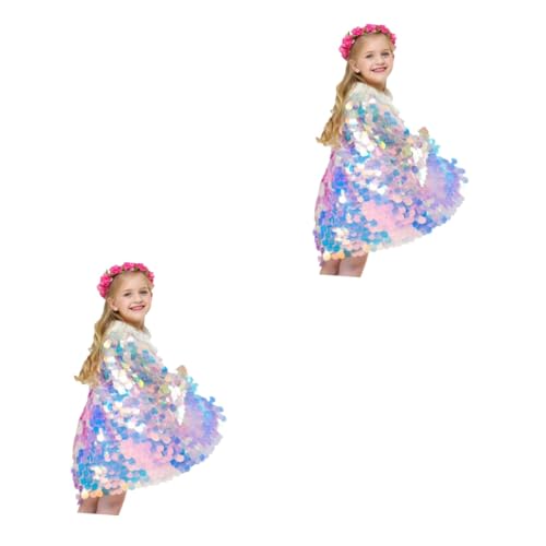 COLLBATH 2st Paillettenumhang Paillettenmantel Kostüm Für Mädchen Umhang Für Kinder Mädchen Umhang Prinzessin Zubehör Accessoires Für Mädchen Performance-kleidung Oberbekleidung Für Mädchen von COLLBATH