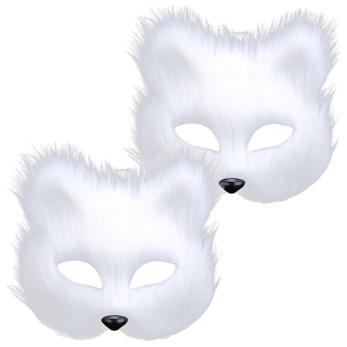 COLLBATH 2st Plüschtiermaske Maskerade Maske Gemacht Katze Cosplay-maske Fuchsplüsch Maskenfuchs Fuchs Kostüm Opernmaske Maske Katze Realistische Katzenmaske Led-maske Weiß Plastik von COLLBATH