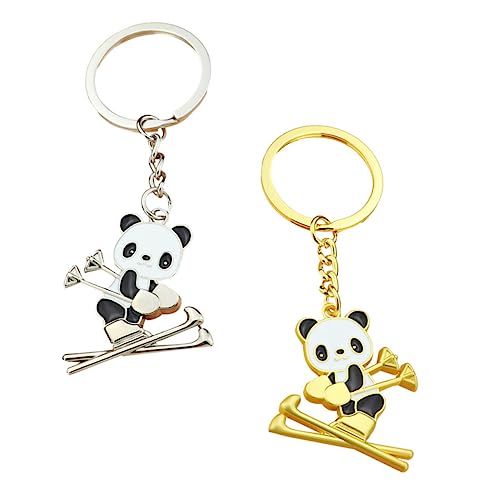 COLLBATH 2st Ski-panda-anhänger Mini-handtaschen Tierischer Plüsch Schultaschen-schlüsselanhänger Cartoon-panda-schlüsselanhänger Goodie-bags-füller Für Kinder Mini-stuffies Zinklegierung von COLLBATH