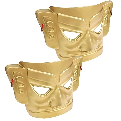 COLLBATH 2st Tanzmaske Sanxingdui-formmasken Retro-masken Halloween-party-masken Kostüm Maske Cosplay-outfits Gesichtsmaskenkostüm Maskerade Voll Halloween-kostümmasken Pvc Golden von COLLBATH